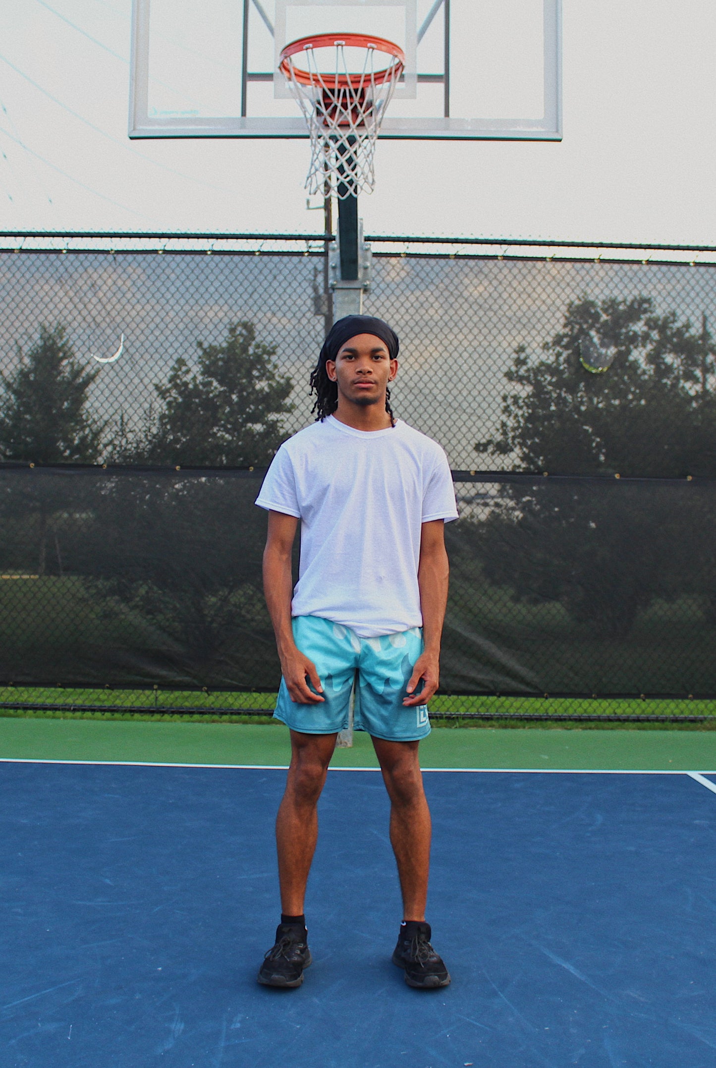 "Icy Blue Mesh Shorts"